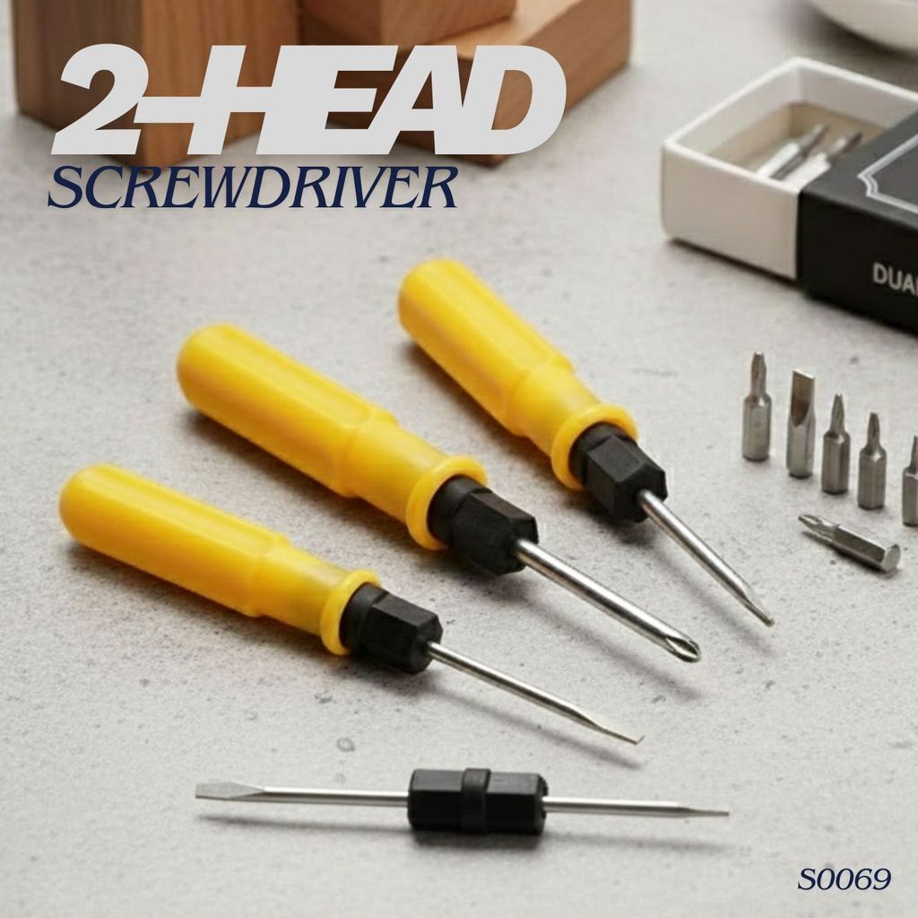 ไขควง เปลี่ยนหัวได้ S0069 (2in1) ขนาด 3นิ้ว ไขควงสั้น ไขควงมินิ ปากแฉก ปากแบน เครื่องมือช่าง