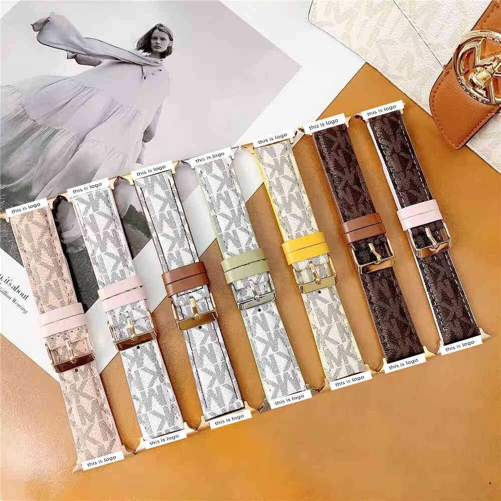 ZMZ สายนาฬิกาหนังPU ลายM/K ใช้กับSmart watch Size 38/40/41/(S10)42mm 42/44/45/46/49mm