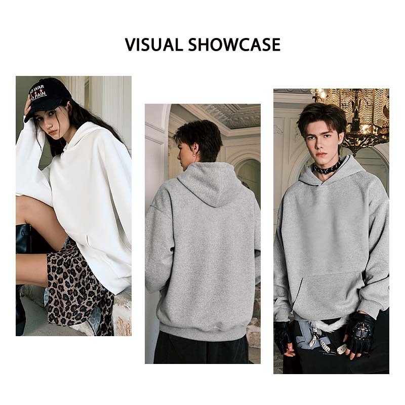 Pull over ผ้าสำลีหนานุ่ม แฟชั่นสำหรับผู้ชาย เสื้อฮู้ด Basic เหมาะกับอากาศหนาว (ส่งเร็ว จัดส่งจากไทย) - รูปที่ 3