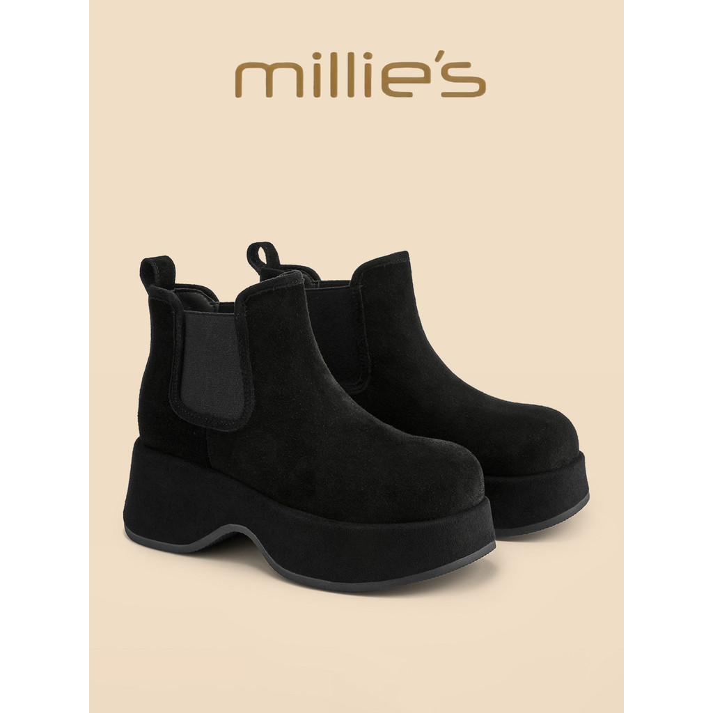 Millies Miaoli Plush Frosted รองเท้าผู้หญิง ส้นหนา เหมาะสำหรับฤดูใบไม้ร่วงและฤดูหนาว