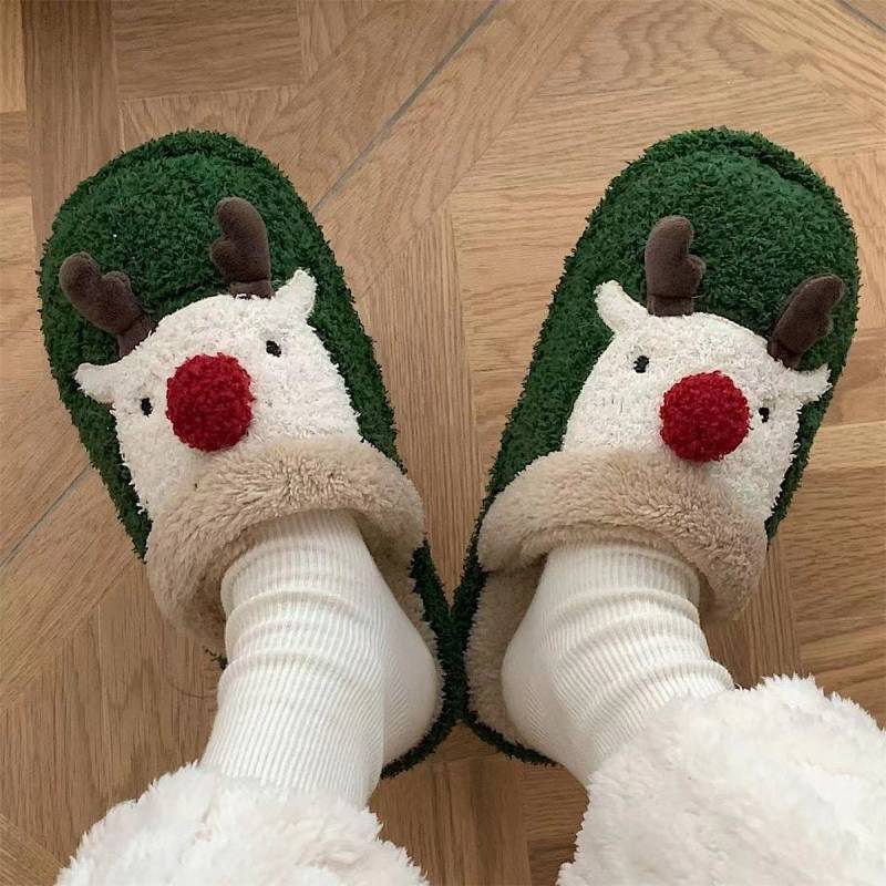 Christmas Cotton Slippers Special-Interest Design Fluffy Slippers Home Indoor Non-Slip Closed-Toe Sl