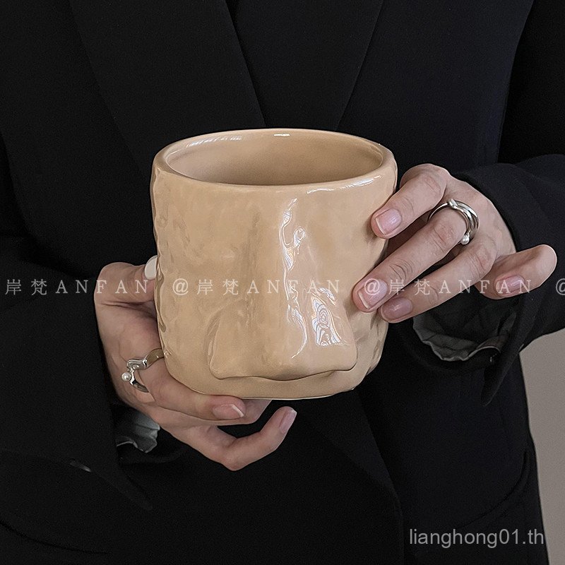 An Fan Creative Nostril แปลกถ้วยเซรามิก Niche Design แก้วครัวเรือนถ้วยกาแฟนม UL9N