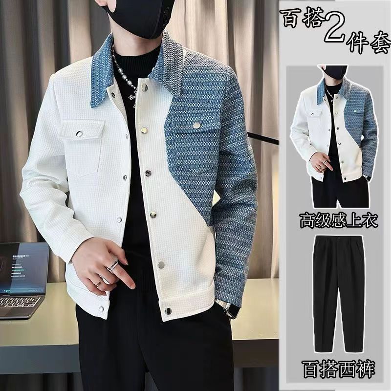 เสื้อผู้ชาย Stick Chanel สไตล์ High-End Feeling Lapel 2023 ฤดูใบไม้ผลิฤดูใบไม้ร่วง Ruffian หล่อทอด S