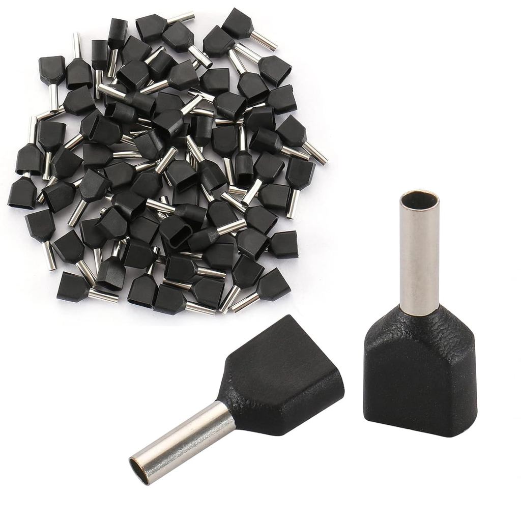 Baomain AWG 16/1.5mm2 ลวดทองแดง Crimp Connector Twin ฉนวน Ferrule Pin สายไฟ End Terminal TE1508 สีดํ