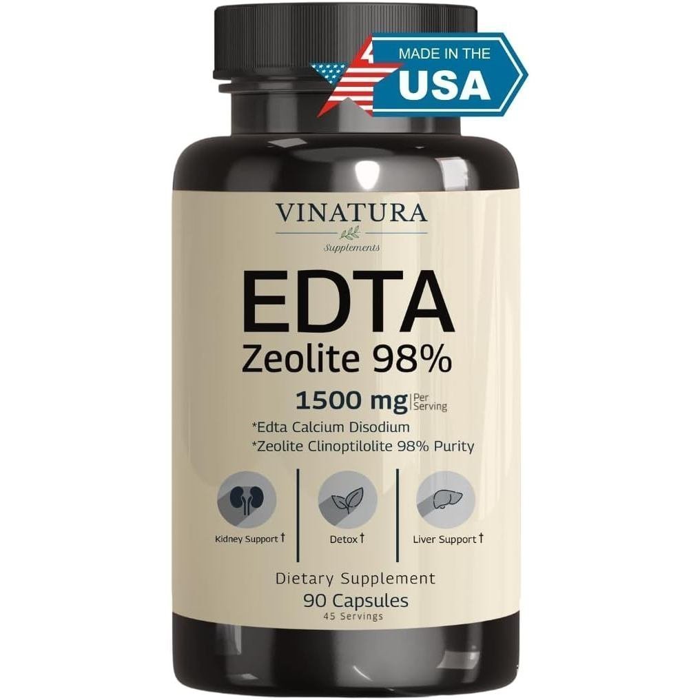 VINATURA EDTA Capsules - 1500mg ต่อ serv, USA Made & Tested, Liver Support - Edta Calcium Disodium, 