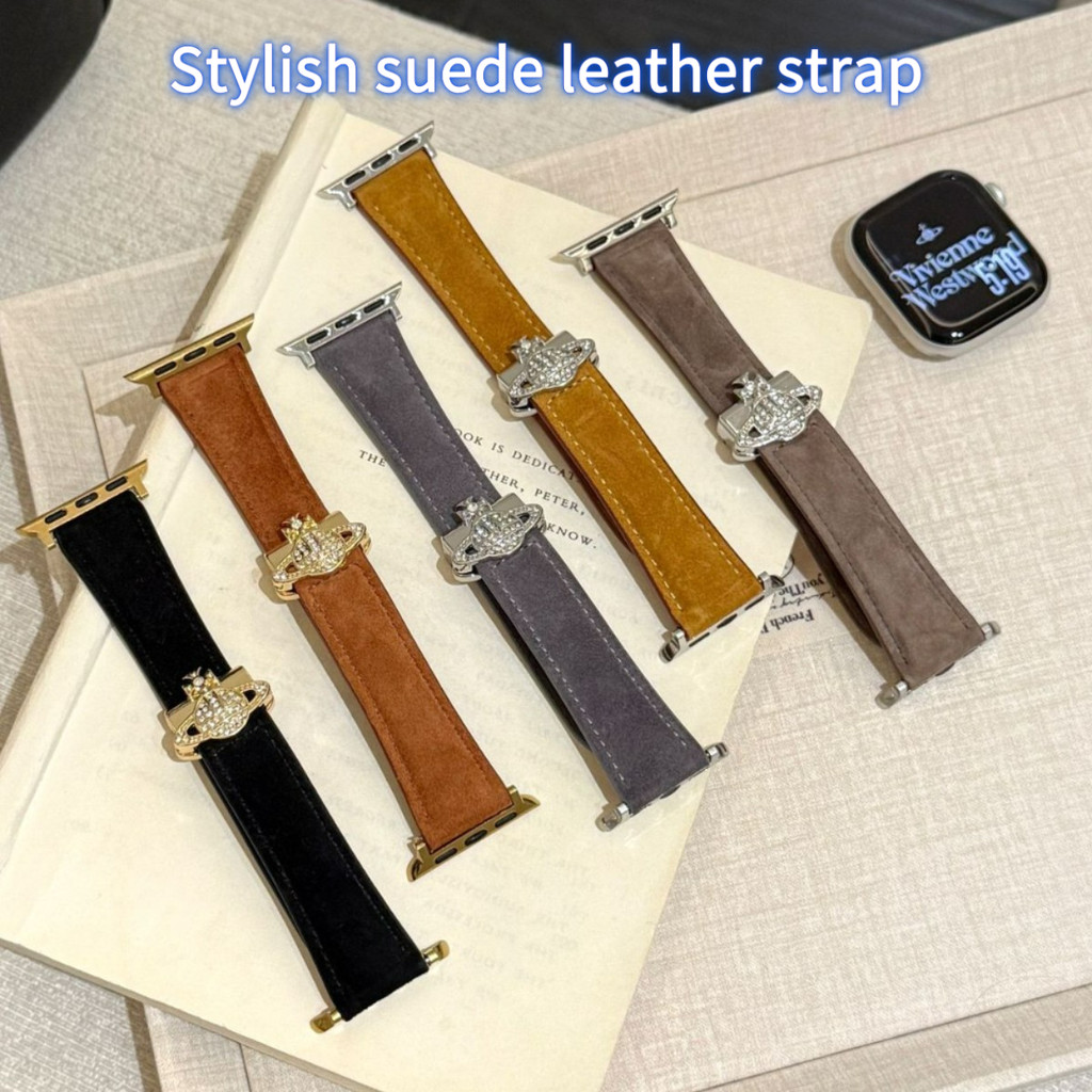 Western Queen Suede สายแม่เหล็กหนังแท้/app-le iwatch 11th Generation 10/987UltraSE สายแฟชั่น
