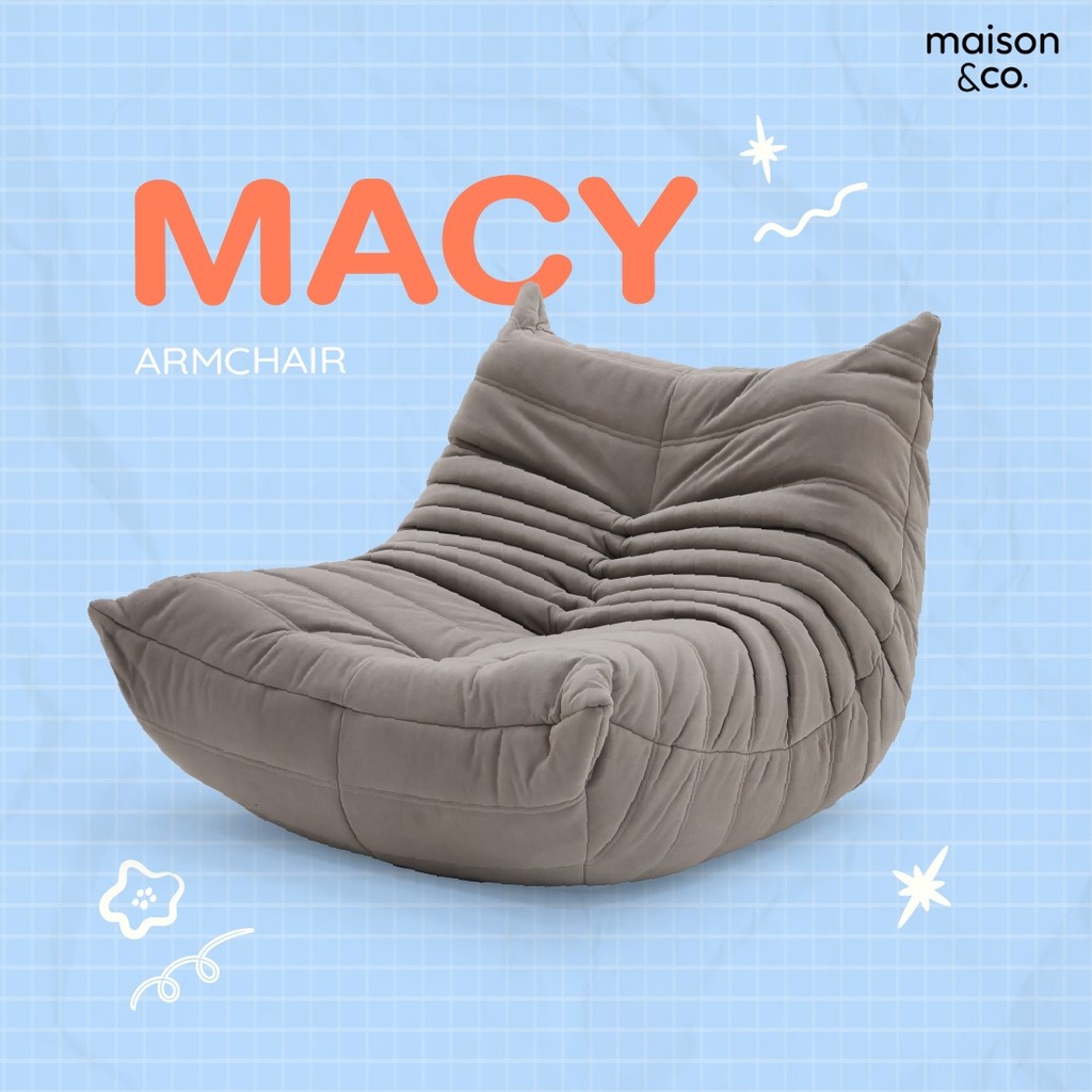 SB Design Square อาร์มแชร์ผ้า รุ่น Macy สีน้ำตาล (84x101x73 ซม.)  แบรนด์ MAISON&CO.