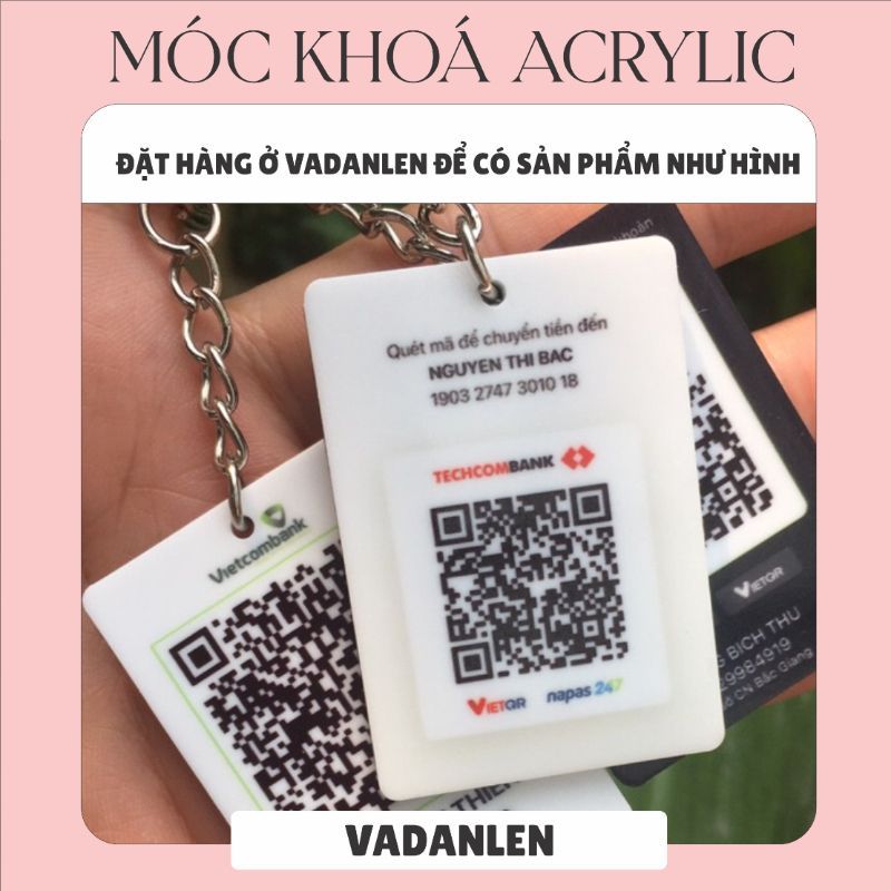 พวงกุญแจไมก้ากันน้ําพิมพ์ลาย QR Code 2 ด้านขออัพออน - vadadanlen