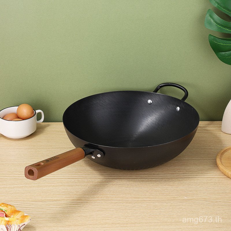 ไม่เคลือบขายส่งรูปแบบใหม่มือปลอมกระทะเตาแก๊สเหล็กหล่อครัวเรือนกระทะเหล็กที่มีอยู่หนาไม่ติดกระทะ yc8