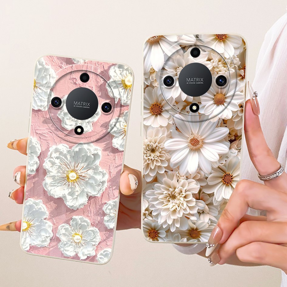 กันกระแทกสําหรับ Honor X9a กรณี Magic 5 Lite Funda RMO-NX1 RMO-NX3 Luxury Daisy ดอกไม้ซิลิโคนอ่อนนุ่