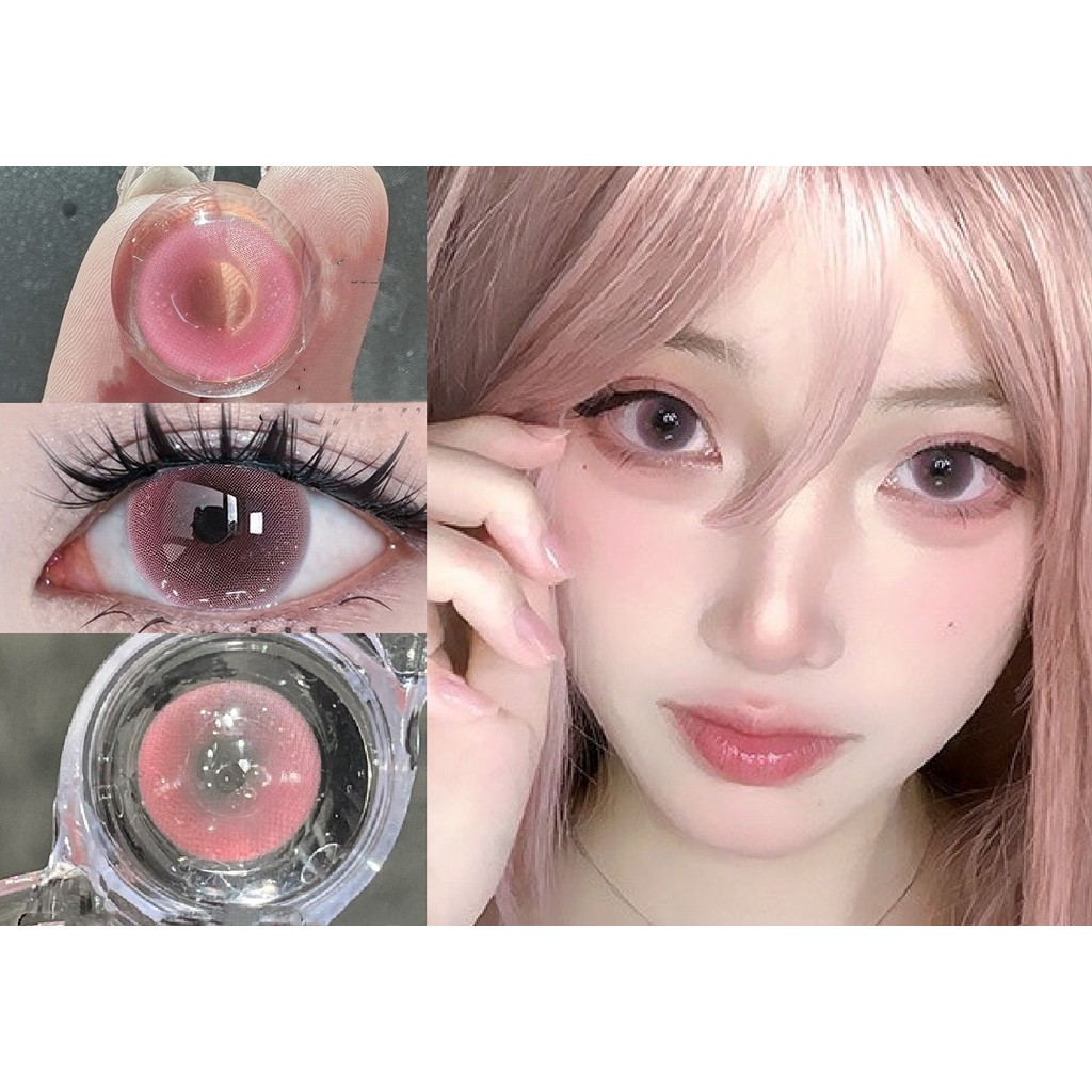(1 คู่) YCFWU ,OVOLOOK ยี่ห้อ ,14.20mm,Gdia:13.6mm,(เกรด 0-8), คอนแทคเลนส์ 6 เดือนใช้ (สีชมพู)