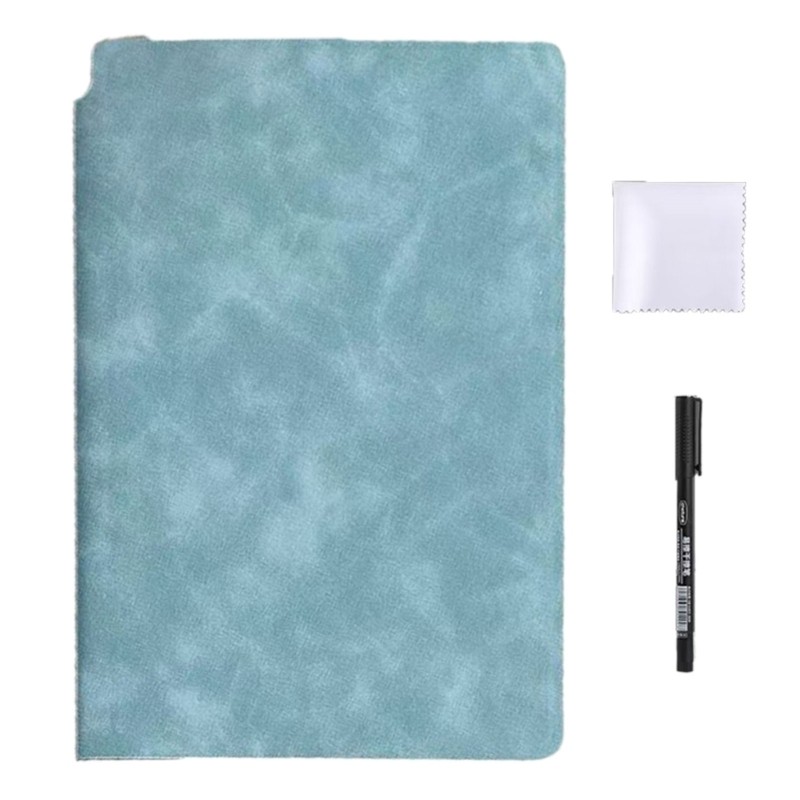 Lead Erasable Whiteboard Notebook 6 61x9 53 นิ้ว PU Memoboard Writing Pad สําหรับเขียน