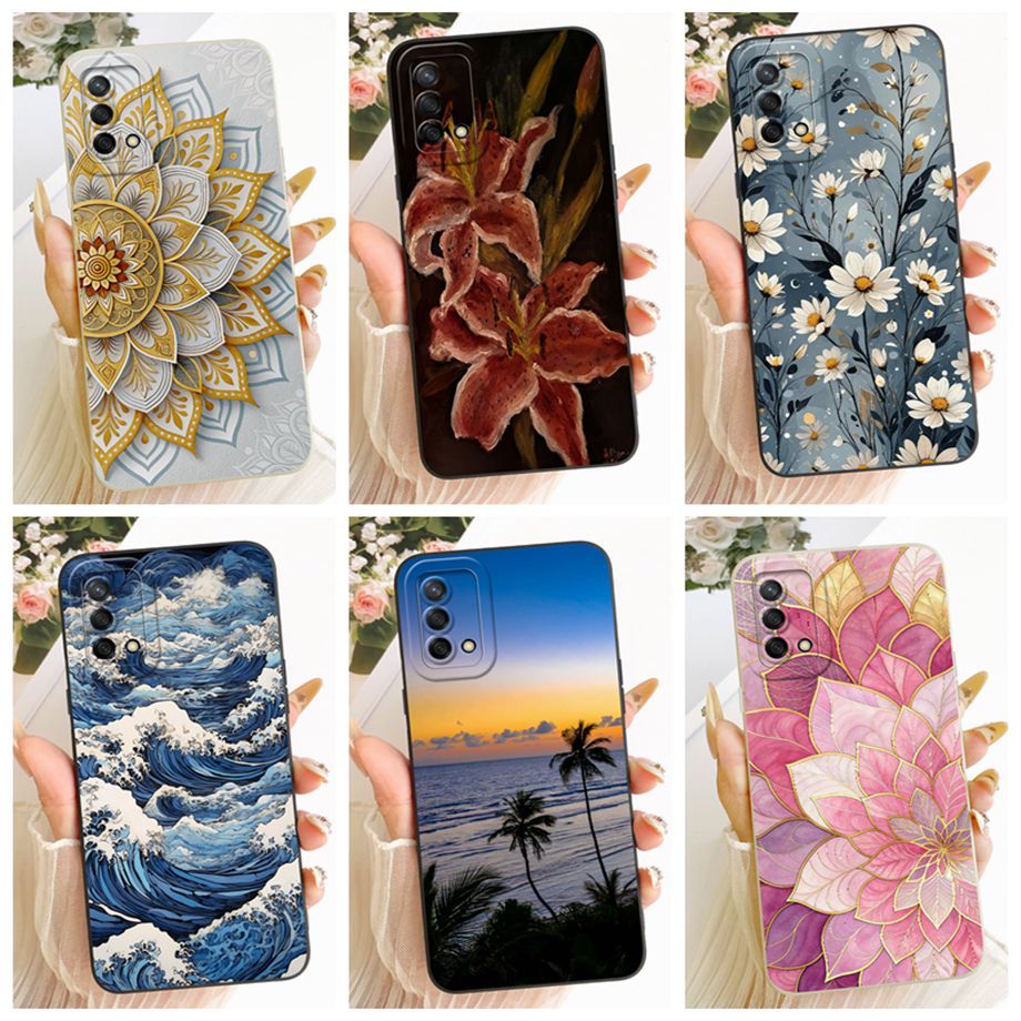 เคสโทรศัพท์สําหรับ OPPO A74 74 4G รูปแบบดอกไม้หรูหราซิลิโคนอ่อนนุ่ม Len Proective Shell สําหรับ OPPO
