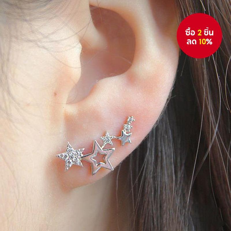 เกาหลีแฟชั่นเรียบง่ายเพทายดาวต่างหูสตั๊ดเครื่องประดับเพชรทรงเรขาคณิตสําหรับผู้หญิง