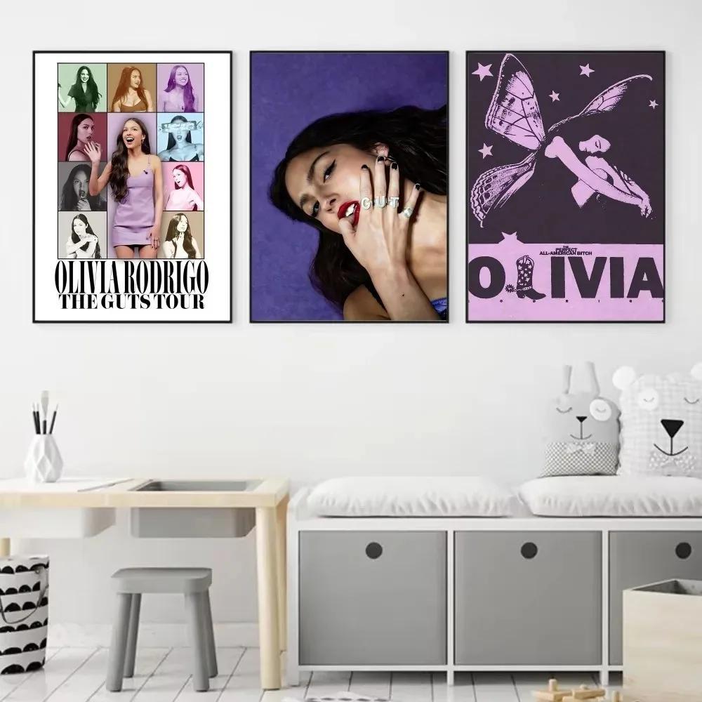 โปสเตอร์ Olivia Singer R-Rodrigo ผีเสื้อ ไม่มีกรอบ กระดาษคราฟท์ บาร์ วินเทจ งานศิลปะติดผนัง แคนวาส พ