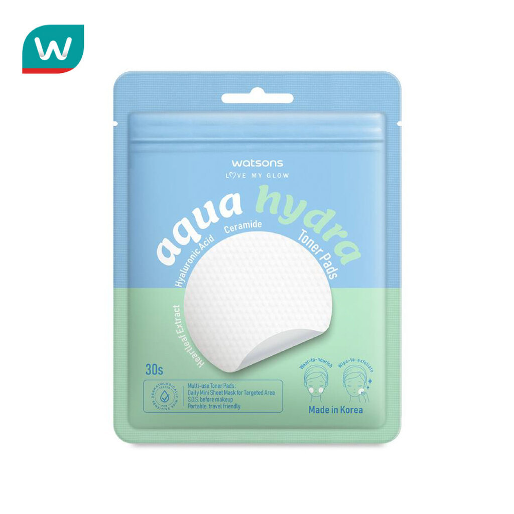 Watsons วัตสัน อะควา ไฮดรา โทนเนอร์ แพดส์ 30 ชิ้น.