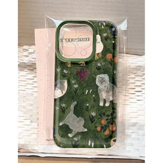 Ins ดอกไม้สีเขียวแมวนุ่มโปร่งใสกรณี Attern Anti-Fall เคสโทรศัพท์สําหรับ iPhone 16 Promax 15 Promax 12 13 Mini 14plus 11 Pro Max X XS XR XS Max 7 8 plus Se2020 6G 6Plus