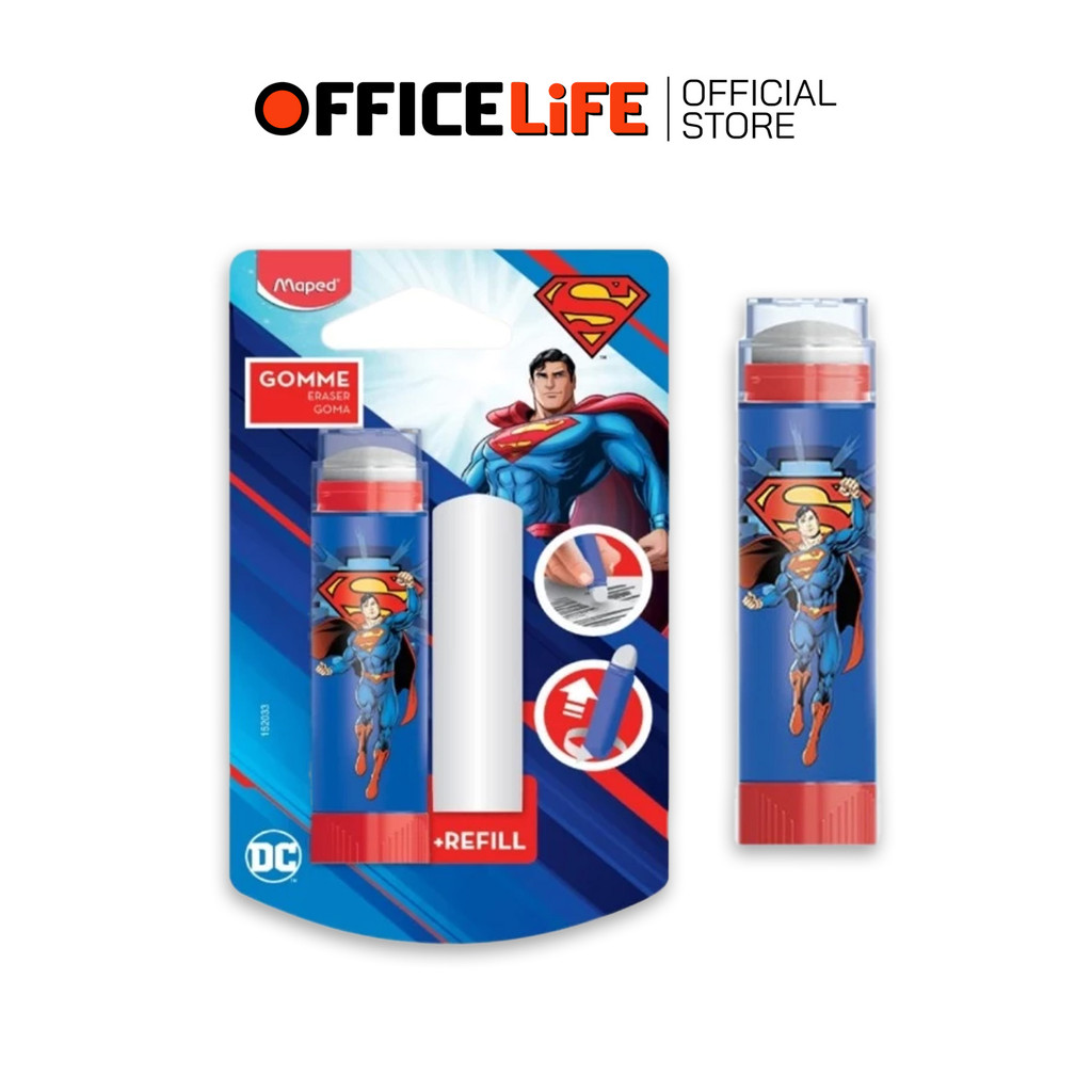 Maped (มาเพ็ด) ยางลบ ยางลบดินสอ รุ่น Superman + Refill ซุปเปอร์แมน ( 1 ชิ้น )