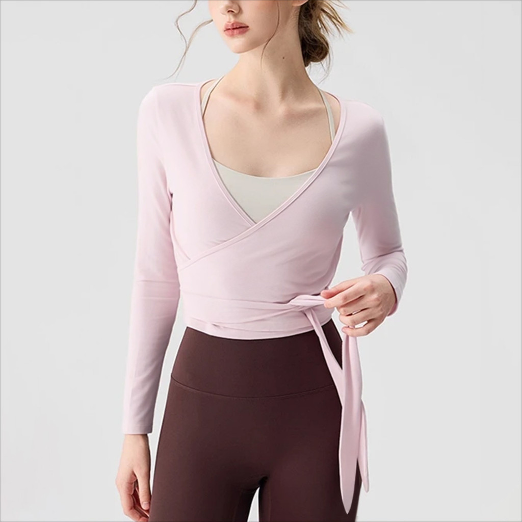 สปอร์ตแองเจิลผู้หญิง ดีไซน์ลึก ระบายอากาศดี เหมาะสำหรับโยคะ เต้นรำ พิลาทิส - รูปที่ 3