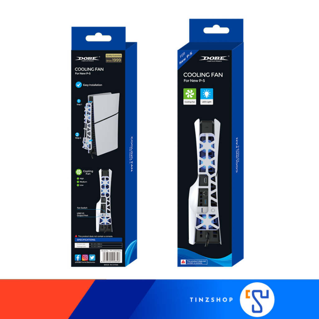 [ส่งด่วน] DOBE TP5-3538 Cooling Fan For New P-5 / White,Black พัดลมระบายความร้อน สำหรับ PlayStation 5 Slim Tinzshop