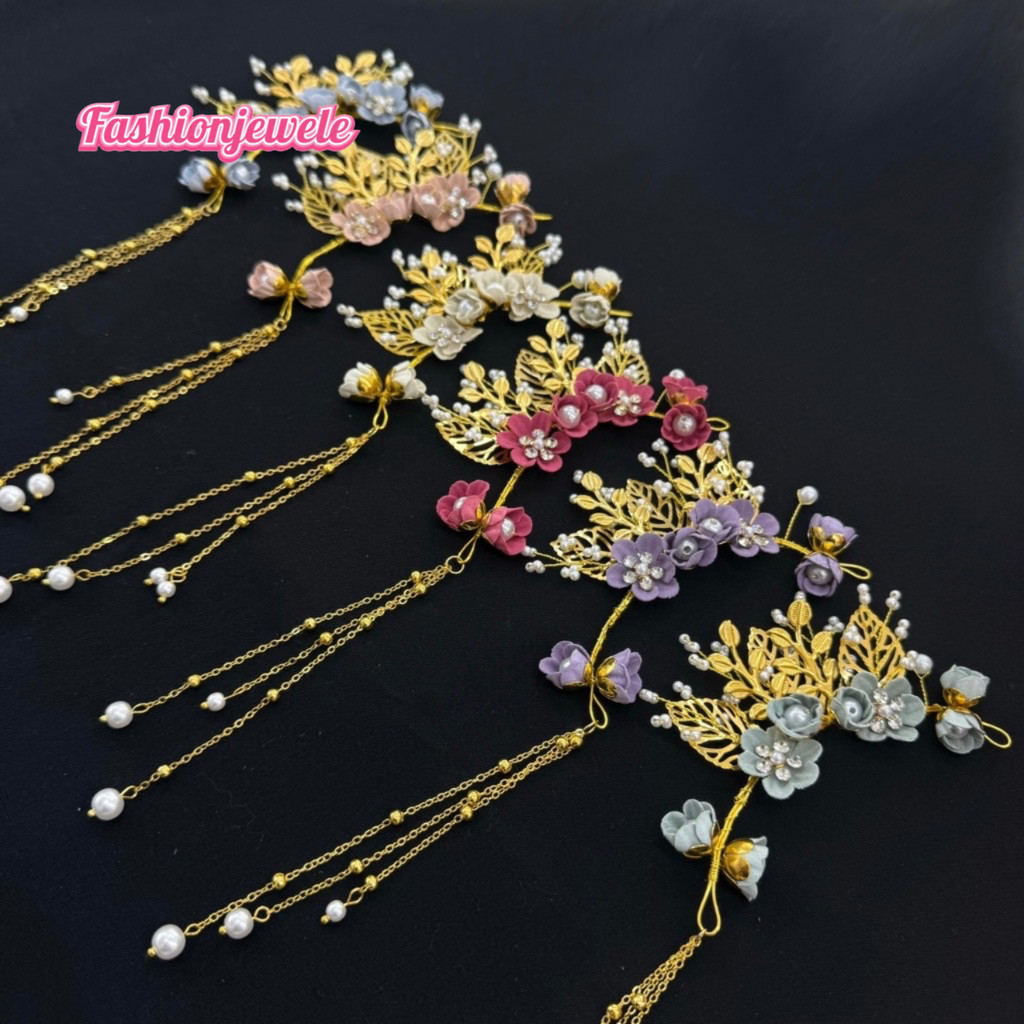 Fashion Jewele จอนหูเจ้าสาว จอนหูนางรำ (เด็กโต และผู้ใหญ่ใส่ได้) ต่างหูสาวพราวทองดอกไม้ห่อรอบต่างหู