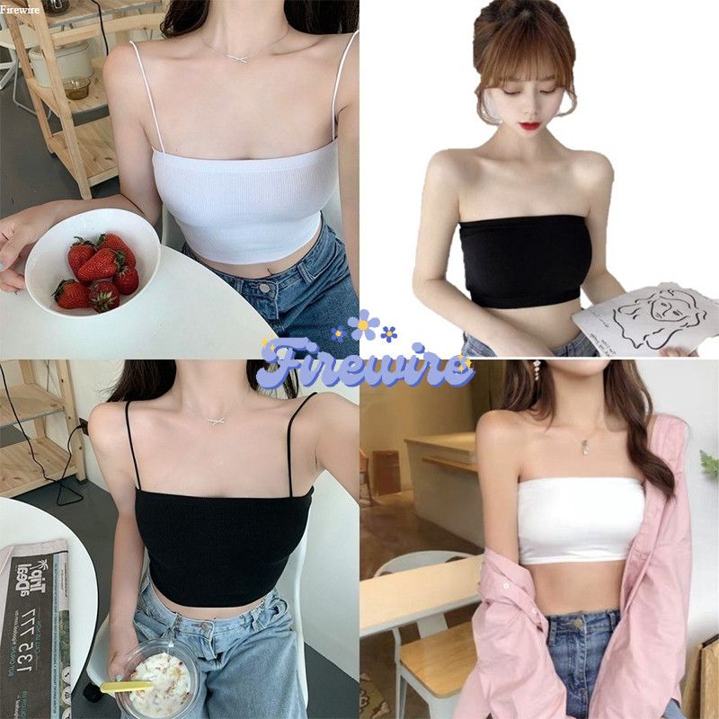 Firewire🔥พร้อมส่ง🔥【เสื้อครอป สายเดี่ยว】เสื้อเกาะอก สีพื้น สลิมฟิต ผู้หญิง ผ้านิ่ม ใส่สบาย(MX-2/DW-02)