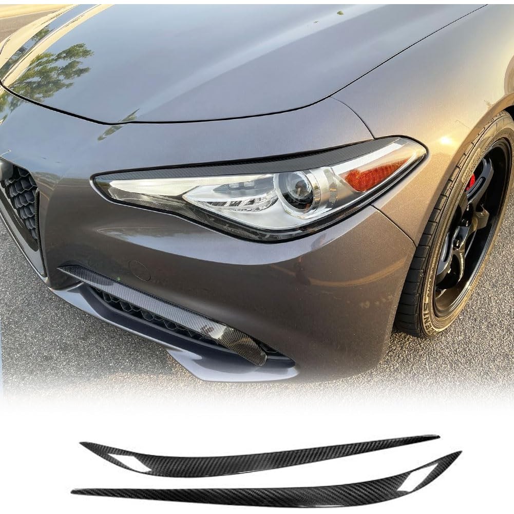 MCARCAR KIT แห้งคาร์บอนไฟเบอร์ไฟหน้าคิ้วไฟหน้าเปลือกตาเหมาะสําหรับ Alfa Romeo Giulia TI Quadrifoglio