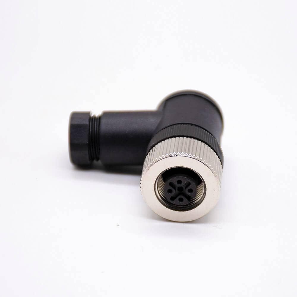 Elecbee m12 Connector 5 pin หญิง 90 องศาสกรู-Joint Unshielded A รหัส 90 องศาหญิง 5 pin m12 Connector