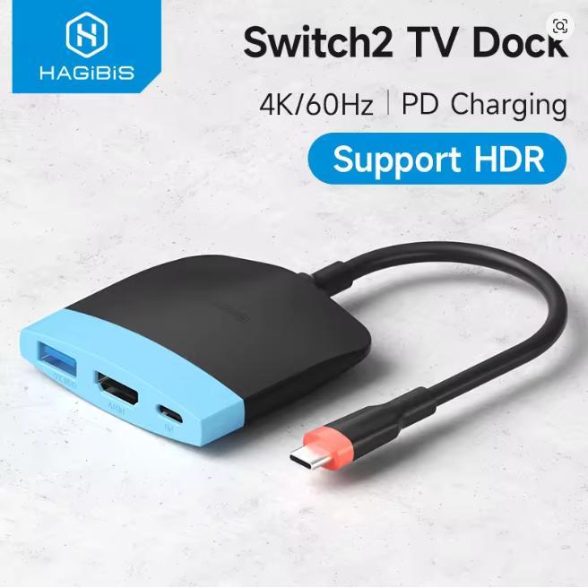 HAGIBIS SWITCH 2 ทีวี DOCK PORTABLE DOCKING STATION สําหรับสวิทช์ 1/2/OLED USB C ถึง 4K 60Hz HDMI PD