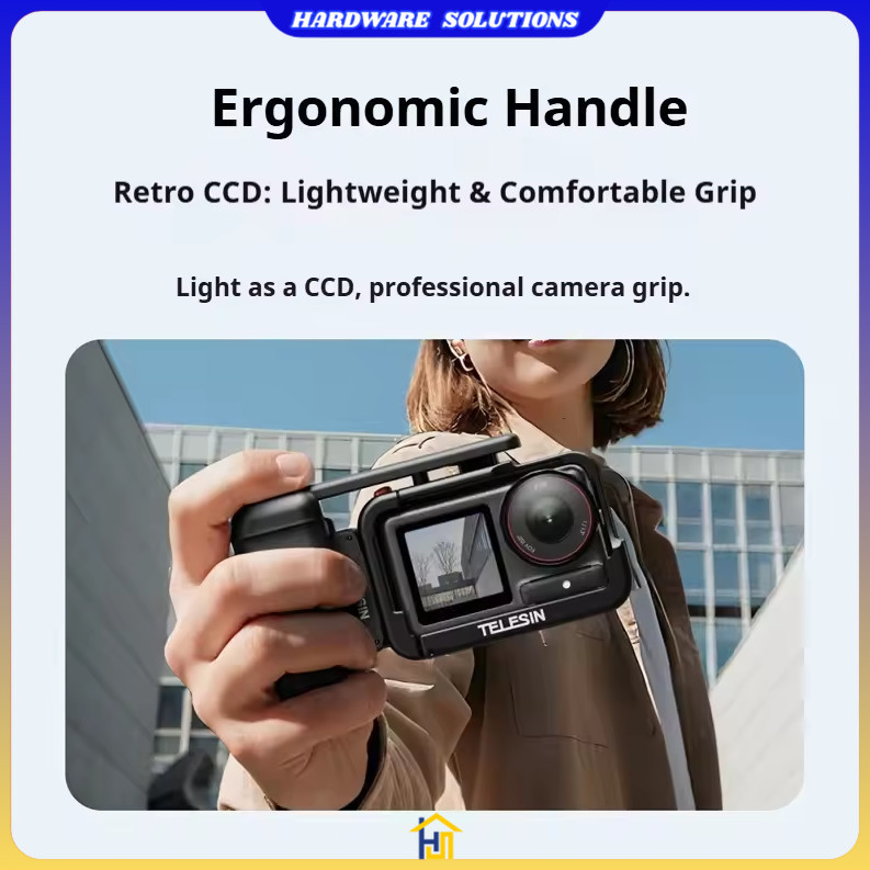 TELESIN ปลอกแฮนด์สําหรับ DJI Action 3/4/5/6 Pro และกรงโลหะ DJI - S6-FMS-24-DJ