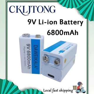 แบตเตอรี่แบบชาร์จไฟ USB Li-ion ขนาด 9V 6800mAh (พร้อมสายชาร์จ Type-c)