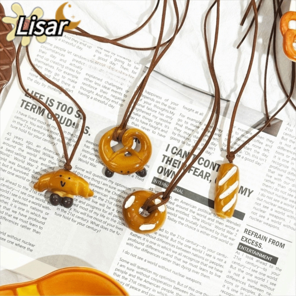 LISAR กระเป๋า Charm และสร้อยคอมัลติฟังก์ชัน พร้อมพวงกุญแจขนมปัง Pretzel Bun แฮนด์เมด