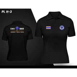 เสื้อกู้ภัยพิมพ์ลาย EMS ทำจากผ้าฝ้าย 100% ขนาดแขนสั้น เหมาะสำหรับทุกเพศ ไซส์ S-3XL
