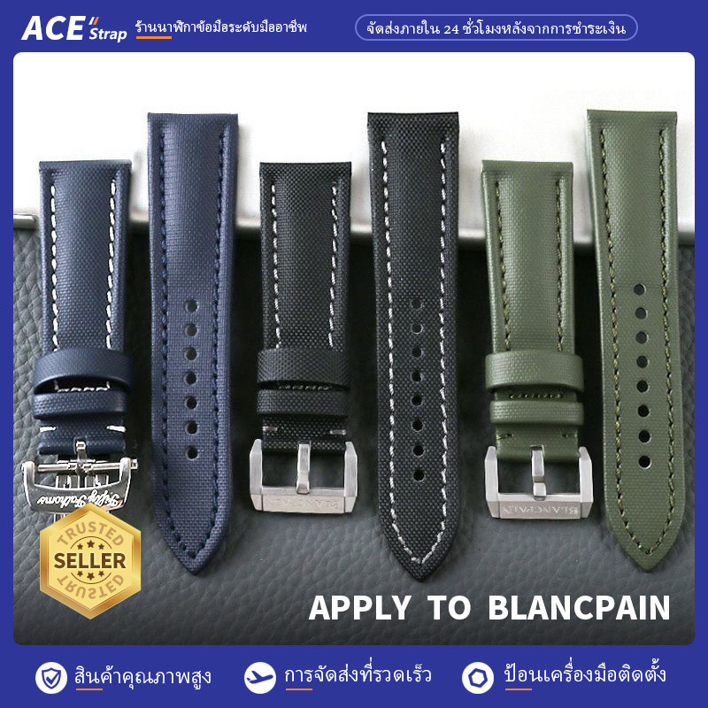 คุณภาพสูงไนลอนสายนาฬิกา 23mm เหมาะ Blancpain สําหรับ Fifty Fathoms Series พับความปลอดภัย Pin Buckle