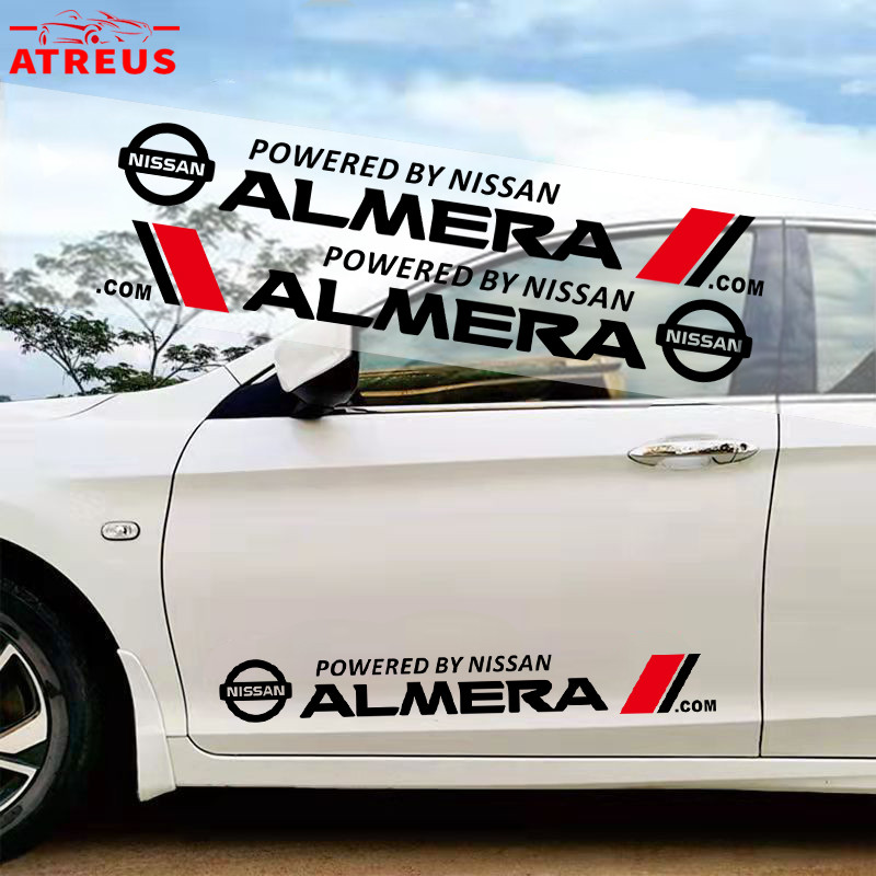 2 ชิ้น Nissan Almera สติ๊กเกอร์ ติดรถยนต์ สติกเกอร์กันรอยขีดข่วน สําหรับตกแต่งประตูรถยนต์ ติดด้านข้างประตูรถยนต์ ป้องกันรอยขีดข่วน สติกเกอร์ติดประตูรถยนต์ สติกเกอร์ตกแต่ง อุปกรณ์ตกแต่งรถยนต์