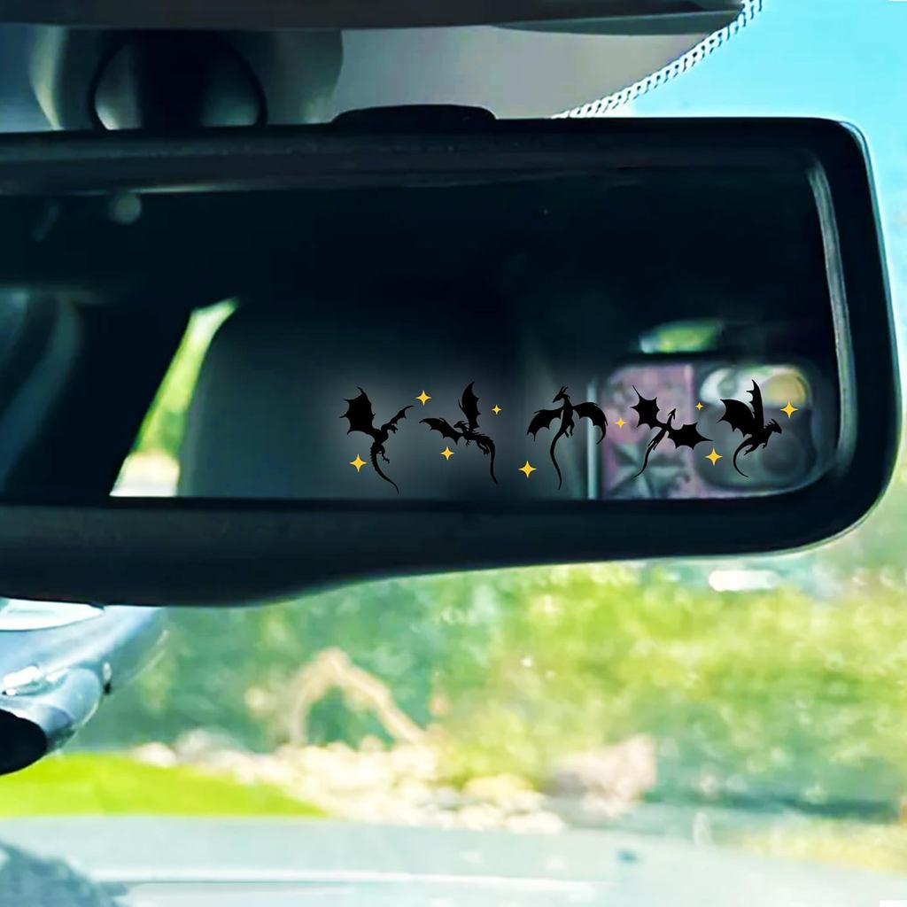 ชุด 2 ชิ้น Dragons Fourth Wing กระจกมองหลัง Decal ตลกแฟนตาซี Romance หนังสือรถ Decals ขวดน้ําสติกเกอ