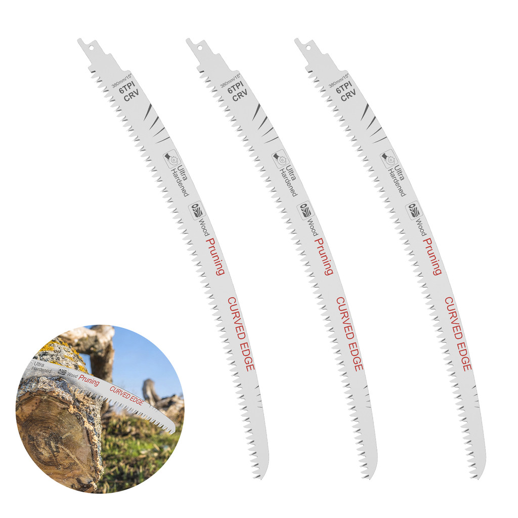 3 ชิ้นใบเลื่อยลูกสูบ 6TPI 14.4 นิ้ว Chrome Vanadium Steel Arc Edge ใบเลื่อยลูกสูบ SHOPSBC4881