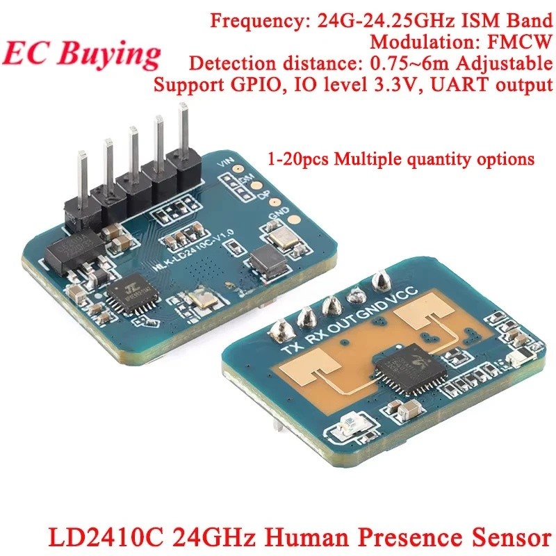 HLK-LD2410C LD2410C 24G mmWave FMCW มิลลิเมตร 5M Wave Human Presence Status Radar Sensor Motion Dete