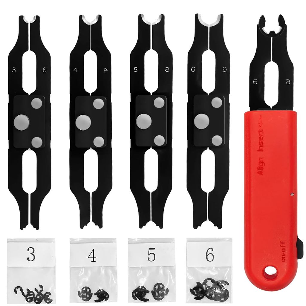E Clip Tool, E Clips Removal and Installation Assortment Kit Tool Set, Exchangeable 4 Sizes (3/4/5/6