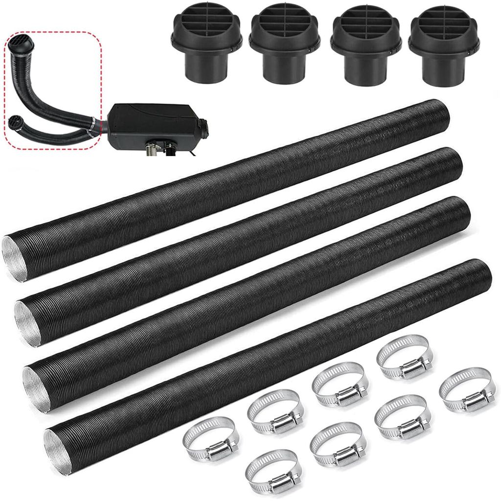 42mm Diesel Parking Heater Kit, ZDHQLHJ 4PCS Diesel Heater Exhaust Pipe Ducting & 4PCS Car Heater Du