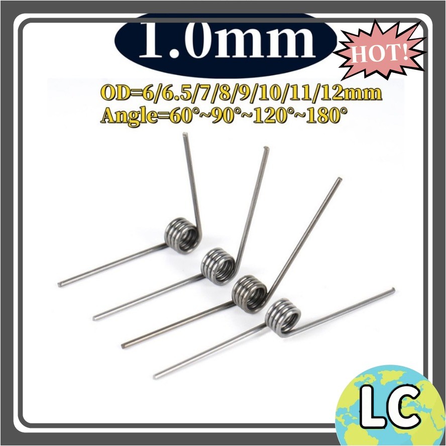 Sus304 d1.0mm OD6/6.5/7/8/9/10/11/12mm V-shaped spiral torsion spring มุม 60/90/120/180 องศา[LC-FC]