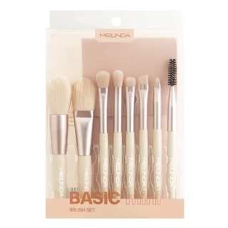 MEILINDA Basic Mini Brush Set เมลินดา ชุดแปรงแต่งหน้า แบบพกพา 8 ชิ้น พร้อมซองเก็บ ใช้ง่าย ( คละสี )