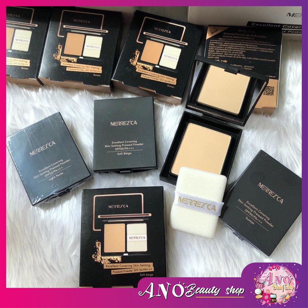 Merrezca Excellent Covering Skin Setting Pressed Powder SPF 50 / PA+++ 7g. แป้งพัฟกันน้ำ