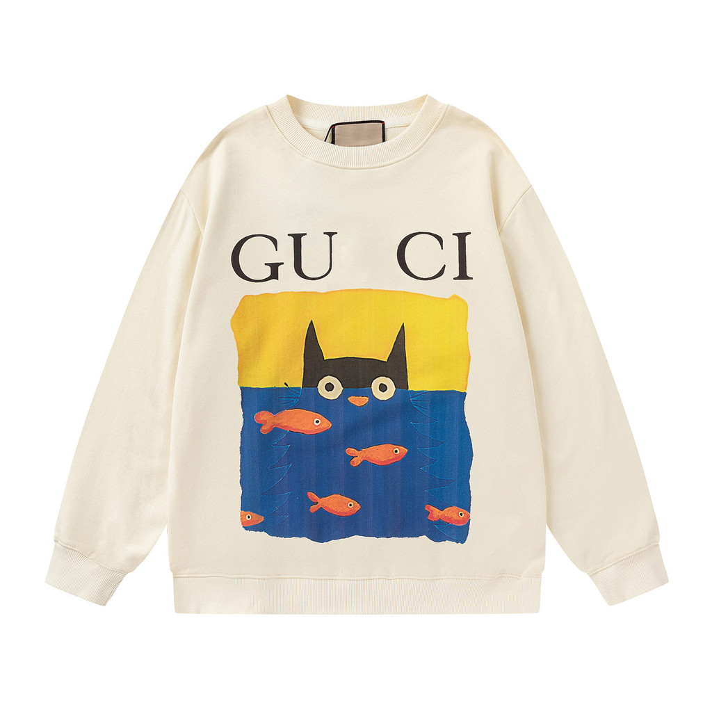E5EC GUGG 25Early Autumn New Cat Fish Tank Small Fish Print Unisex Sweatshirt