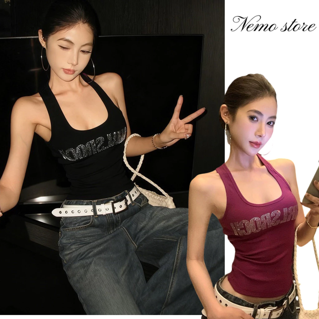 Nemo store🌸#FY3595 เสื้อกล้ามมีฟองน้ำในตัว ดีเทลแต่ลายเท่ๆ3สี สไตล์สาวเท่