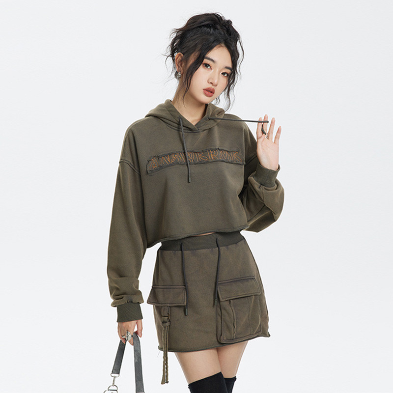 เสื้อกันหนาวพร้อมฮูด HUSTLIN HSLN ใหม่ในฤดูใบไม้ผลิ 2023 สไตล์เรียบง่าย ในกระแสสำหรับผู้หญิง