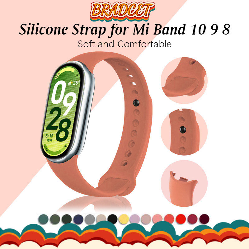 สายซิลิโคน for Xiaomi Miband 10/9/8 สายรัดซิลิโคน สําหรับ Miband 10 Strap สายรัดกีฬากันน้ําแบบนิ่ม