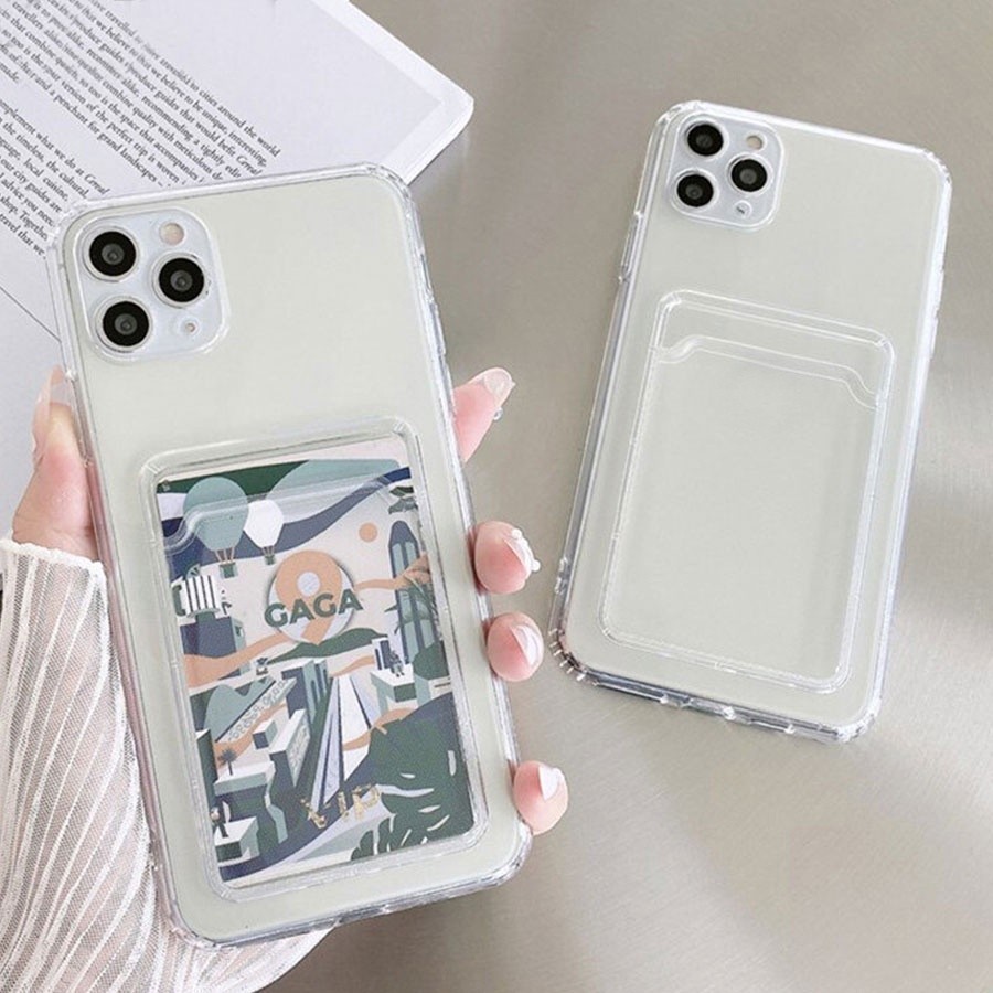 Soft Case Slot Id Card Holder กระเป๋าสตางค์ซิลิโคนใสใสธรรมดาสําหรับ Iphone 17 Ip 17 Air Ip 17 Pro Ip