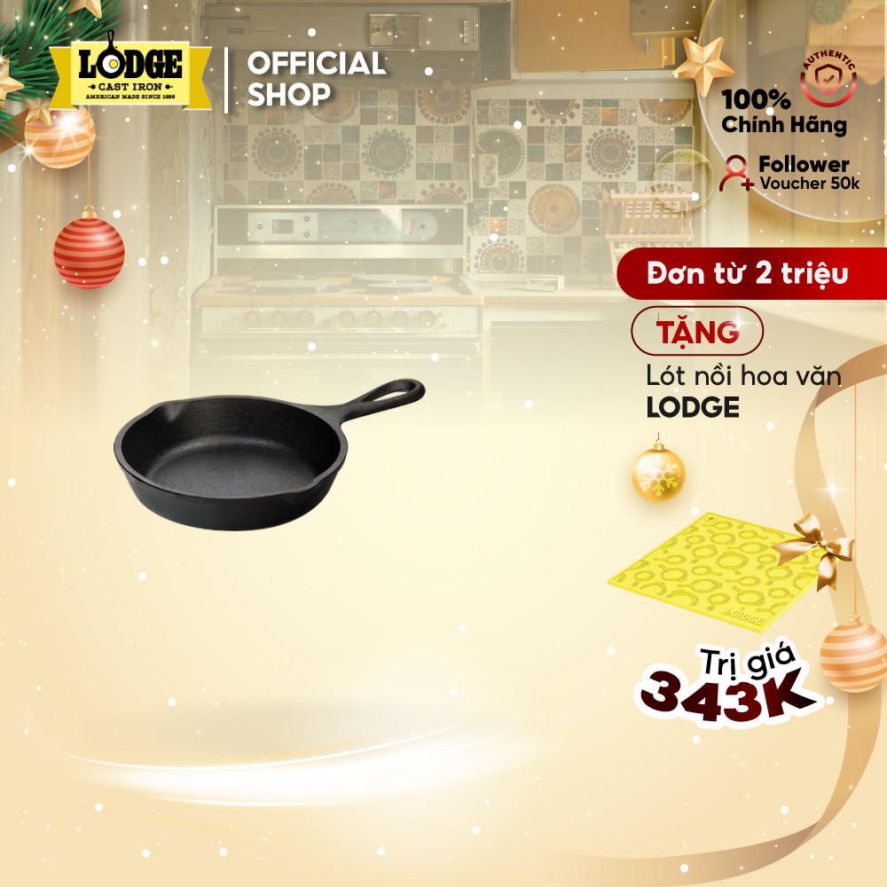 Lodge กระทะเหล็กหล่อ made in US หลายขนาด สําหรับใช้กับเตาทุกประเภท 12.7cm