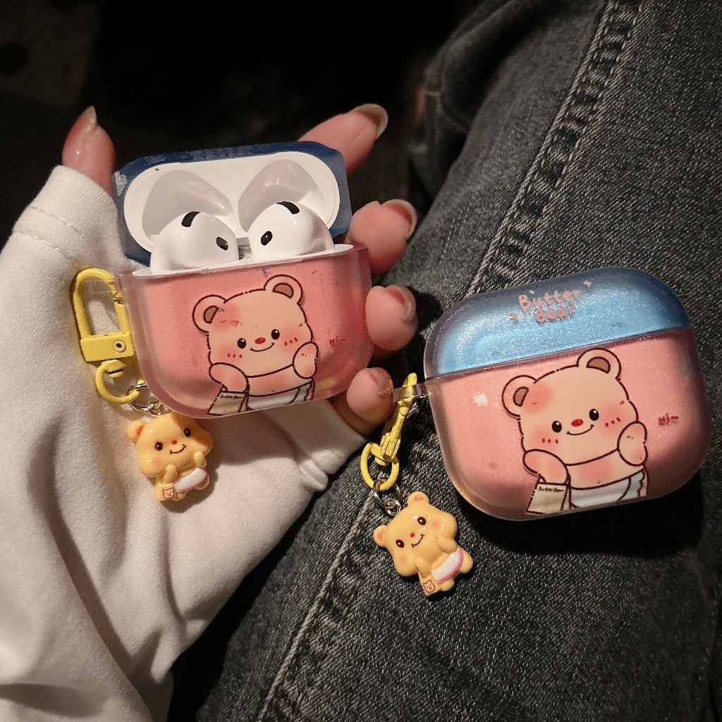หมีเนย เคสหูฟัง 1/2/gen2 เคสใสการ์ตูนนูน Airpods เคสหูฟังบลูทูธ เคสหูฟังไร้สาย pro pro2  gen gen2 ge
